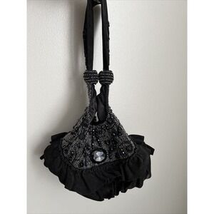 Mary Francis Black Handbag Beaded EUC